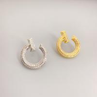 Brass Drop Earring, plated, fashion jewelry & for woman & with rhinestone 