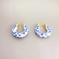 Brass Hoop Earring, 18K gold plated, fashion jewelry & for woman & enamel 