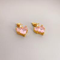 Rhinestone Brass Drop Earring, 18K gold plated, fashion jewelry & for woman & with rhinestone 