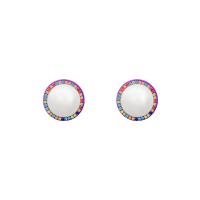 Acrylic Stud Earring, with ABS Plastic Pearl, fashion jewelry & micro pave cubic zirconia & for woman 