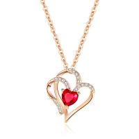 Cubic Zirconia Micro Pave Sterling Silver Pendant, 925 Sterling Silver, Heart, real gold plated, fashion jewelry & micro pave cubic zirconia & for woman, two different colored 