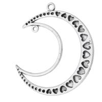 Zinc Alloy Pendant Components, Moon, plated, DIY & 1/1 loop & hollow Approx 2mm 