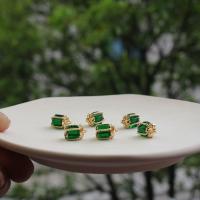 Cubic Zirconia Brass Pendants, with Cubic Zirconia, gold color plated, DIY, green, 13mm 