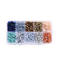 Gemischte Kristall Perlen, mit Kunststoff Kasten, Quadrat, Einbrennlack, DIY & verschiedene Stile für Wahl, mehrere Farben vorhanden, 4x4mm, verkauft von Box