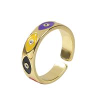 Brass Finger Ring, gold color plated, Adjustable & for woman & enamel, multi-colored, 18mm 