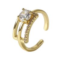 Cubic Zirconia Micro Pave Brass Finger Ring, gold color plated, Adjustable & micro pave cubic zirconia & for woman, gold, 18mm 