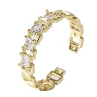 Cubic Zirconia Micro Pave Brass Finger Ring, gold color plated, Adjustable & micro pave cubic zirconia & for woman & hollow, gold, 18mm 
