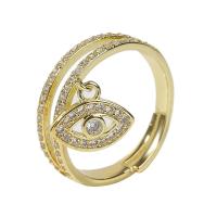 Brass Open Finger Ring, high quality gold color plated, Adjustable & micro pave cubic zirconia & for woman & hollow, gold, 18mm 