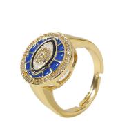 Messing Open -Finger-Ring, goldfarben plattiert, Einstellbar & Micro pave Zirkonia & für Frau & Emaille, Goldfarbe, 18mm, verkauft von PC
