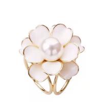 Scarf Buckle, Brass, with Plastic Pearl, Flower, plated, for woman & enamel 32mm, 23mm 