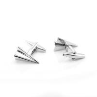 Brass Cufflinks, Airplane, silver color plated, fashion jewelry & Unisex 
