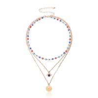 Fashion Multi Layer Necklace, Zinc Alloy, with 4inch extender chain, Evil Eye, plated, multilayer & for woman 18mm Approx 14.1 Inch, Approx  16.1 Inch, Approx  18.1 Inch 