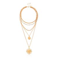 Fashion Multi Layer Necklace, Zinc Alloy, with 4inch extender chain, Flat Round, plated, multilayer & for woman 41mm, 20mm Approx 15 Inch 
