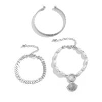 alliage de zinc Set de bracelet, avec perle de plastique & fer, avec 1.9inch chaînes de rallonge, Placage de couleur platine, trois pièces & pour femme, Diamètre inté Environ 63mm Environ 6.2 pouce, Vendu par fixé