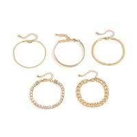 Brass Bracelet Set, with Iron, with 1.97inch extender chain, plated, 5 pieces & for woman & with rhinestone Approx 6.3 Inch 