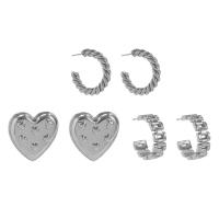 Iron Stud Earring Set, with Zinc Alloy, plated, fashion jewelry & for woman 23mm, 30mm, 25mm 
