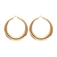 Mode Eisen Prise Kreis Ohrringe, Kreisring, goldfarben plattiert, für Frau & hohl, 65x65mm, verkauft von Paar