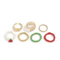 Seedbead Ring Set, mit Eisen & Zinklegierung, goldfarben plattiert, für Frau & hohl, 17mm, 70mm, Größe:6.5, verkauft von setzen