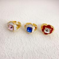 Латунное кольцо с стразами, Латунь, 18K позолоченный, ювелирные изделия моды & Женский & со стразами, Много цветов для выбора, 17mm, продается PC