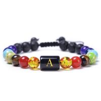 Gemstone Bracelets, with Polyester Cord, Alphabet Letter, Unisex & adjustable mixed colors .5 Inch 
