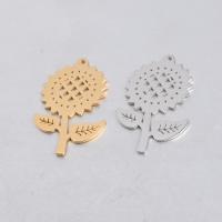 Stainless Steel Flower Pendant, 304 Stainless Steel, Sunflower, Vacuum Ion Plating, DIY Approx 2.5mm 