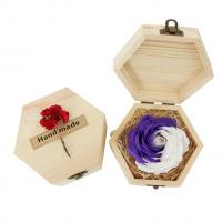 Boîte Cadeau de bijoux, bois, avec alliage de zinc, hexagone, Plaqué de couleur de bronze antique, durable, beige clair Vendu par PC