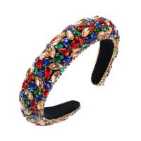 Hair Bands, Pleuche, with Glass Rhinestone & Sponge, for woman & with rhinestone 140mm, 30mm 