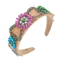Hair Bands, Cloth, with Glass Rhinestone, with flower pattern & for woman & with rhinestone 380mm, 40mm 