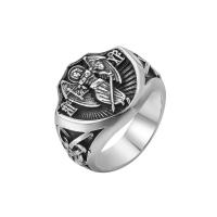 304 Stainless Steel Finger Ring, Angel Wing & for man & blacken, original color, 20mm, US Ring 