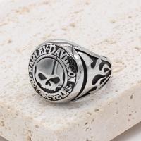 304 Stainless Steel Finger Ring, Skull & for man & blacken, original color, 20mm, US Ring 