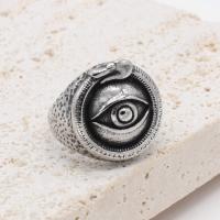 304 Stainless Steel Finger Ring, Eye & for man & blacken, original color, 20mm, US Ring 