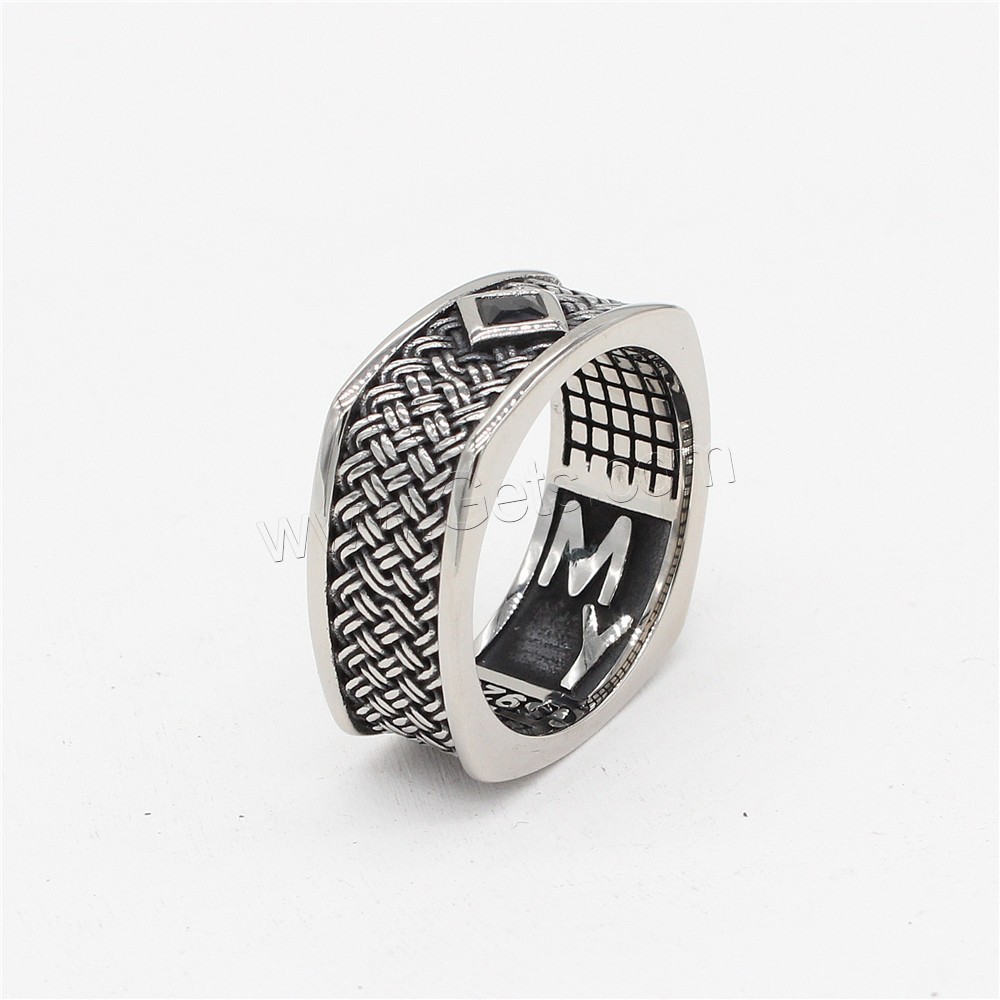Rhinestone Stainless Steel Finger Ring, 304 Stainless Steel, Geometrical Pattern, different size for choice & for man & with rhinestone & blacken, more colors for choice, US Ring Size:7-12, Sold By PC