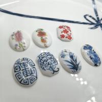 Porcelain Pendants, porcelaine, dessiné à la main, DIY & décalque, plus de couleurs à choisir, 28mm, Environ Vendu par sac