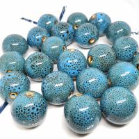 Speckled Porcelain Beads, Round, glazed, DIY, blue, 26mm, Approx 