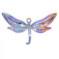 Zinc Alloy Animal Pendants, Dragonfly, colorful plated, Unisex & with rhinestone Approx 50 cm 