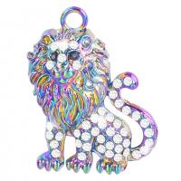 Zinc Alloy Rhinestone Pendants, Lion, colorful plated & for woman & with rhinestone 