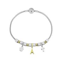Titanium Steel Bracelet & Bangle, plated & for woman & enamel, silver color .09 Inch 