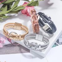 PU Leather Cord Bracelets, with Zinc Alloy, plated, fashion jewelry & for woman 30mm Approx 7.48 Inch 