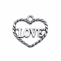 Подвеска- сердце из цинкового сплава, цинковый сплав, Сердце, плакированный цветом под старое серебро, DIY, серебряный продается PC