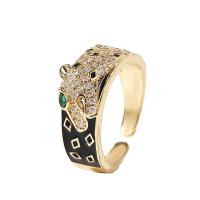 Cubic Zirconia Micro Pave Brass Finger Ring, gold color plated, Adjustable & micro pave cubic zirconia & for woman & enamel, 18mm 