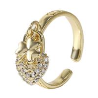 Cubic Zirconia Micro Pave Brass Finger Ring, gold color plated, Adjustable & micro pave cubic zirconia & for woman, gold, 17mm 