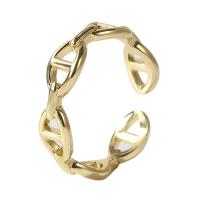 Brass Cuff Finger Ring, gold color plated, Adjustable & for woman & hollow, gold, 17mm 