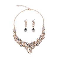 Rhinestone Jewelry Set, earring & necklace, plated, for woman 50mm 