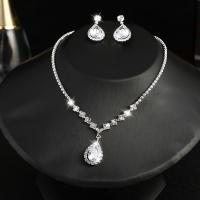 Rhinestone Jewelry Set, earring & necklace, plated, 2 pieces & for woman 