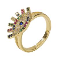 Messing Open -Finger-Ring, goldfarben plattiert, Einstellbar & Micro pave Zirkonia & für Frau, farbenfroh, 18mm, verkauft von PC