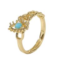 Messing Open -Finger-Ring, goldfarben plattiert, Einstellbar & Micro pave Zirkonia & für Frau, Goldfarbe, 18mm, verkauft von PC