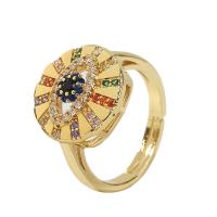 Messing Open -Finger-Ring, goldfarben plattiert, Einstellbar & Micro pave Zirkonia & für Frau, farbenfroh, 18mm, verkauft von PC
