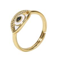 Brass Open Finger Ring, gold color plated, Adjustable & micro pave cubic zirconia & for woman & enamel, gold, 18mm 