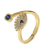 Messing Open -Finger-Ring, goldfarben plattiert, Einstellbar & Micro pave Zirkonia & für Frau, Goldfarbe, 18mm, verkauft von PC