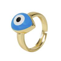Brass Finger Ring, gold color plated, Adjustable & for woman & enamel 18mm 